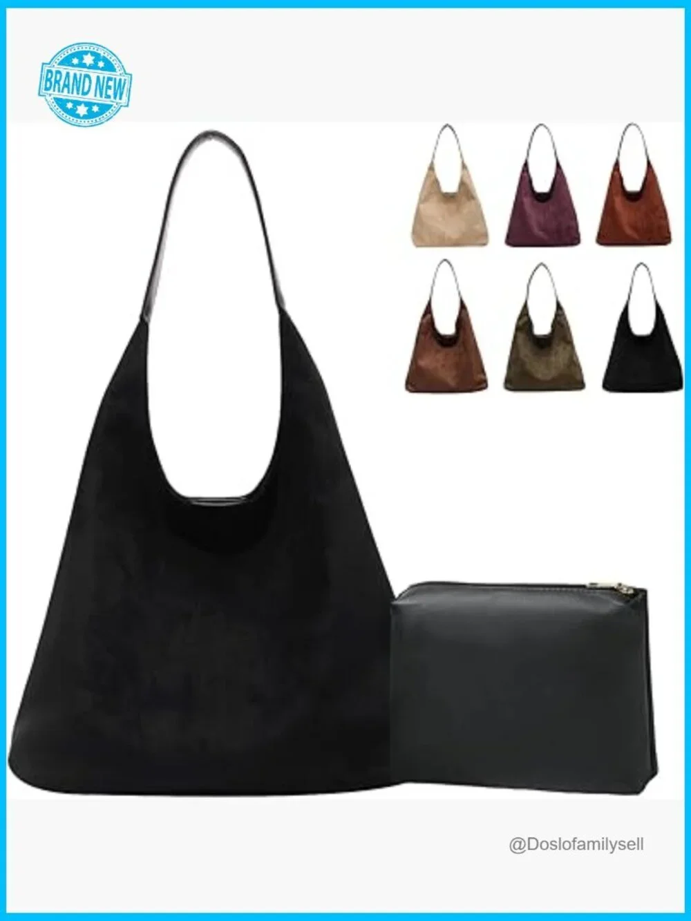 Faux Suede Tote Bag Retro Slouchy Hobo Handbag Shoulder Bag New